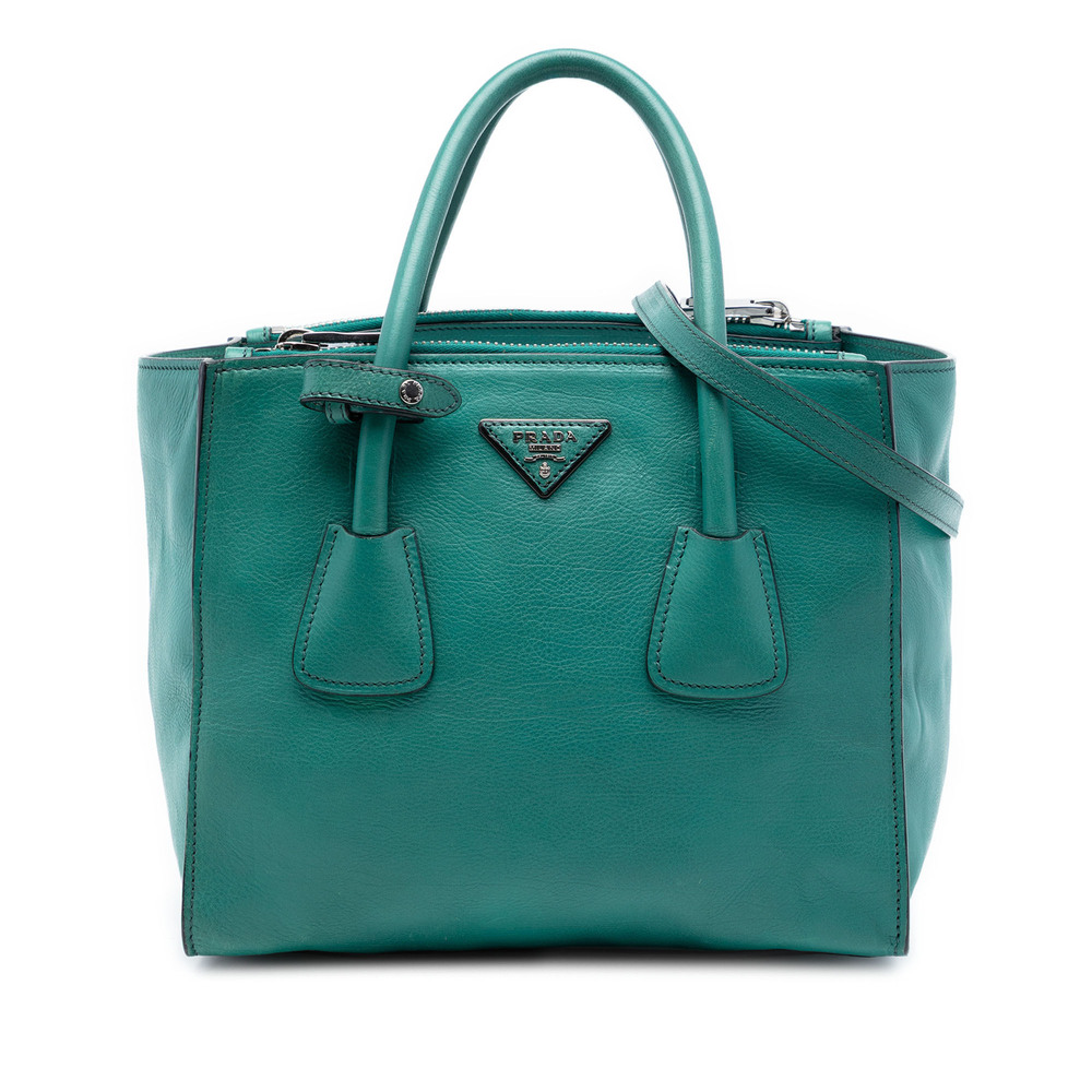 Pre-Loved Prada Glace Calf Twin Pocket Double Handle Satchel
